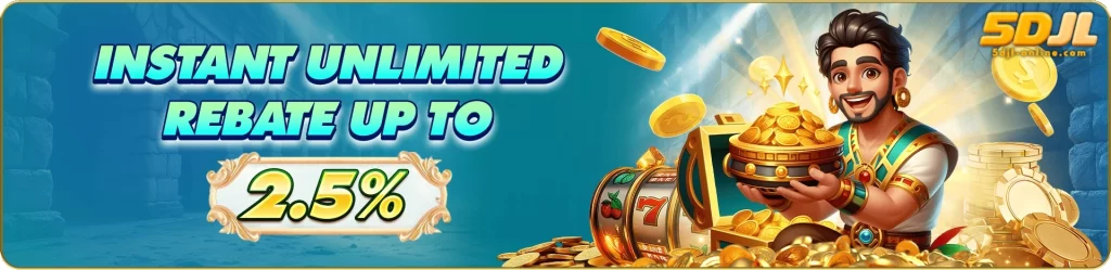 5DJL instant unlimited rebate bonus promotion for daily gaming rewards